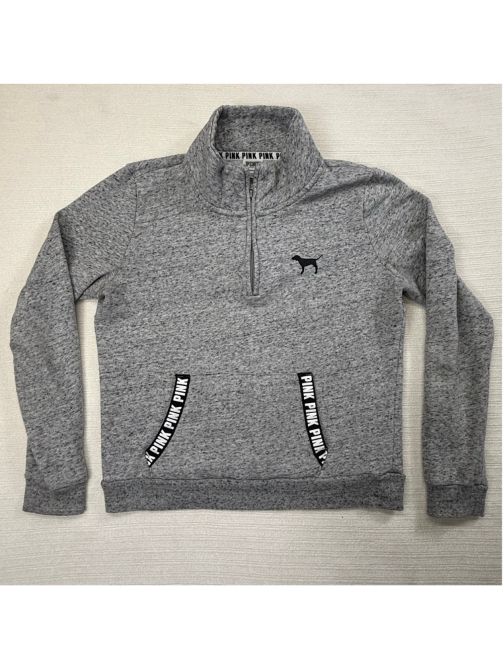 Women's Pink Victoria's‎ Secret Gray Quarter-Zip Sweatshirt Medium
